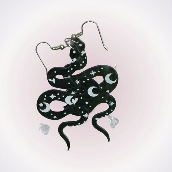 Green snake mystical drop dangle earrings | Sz OS, New - Picture 1 of 4